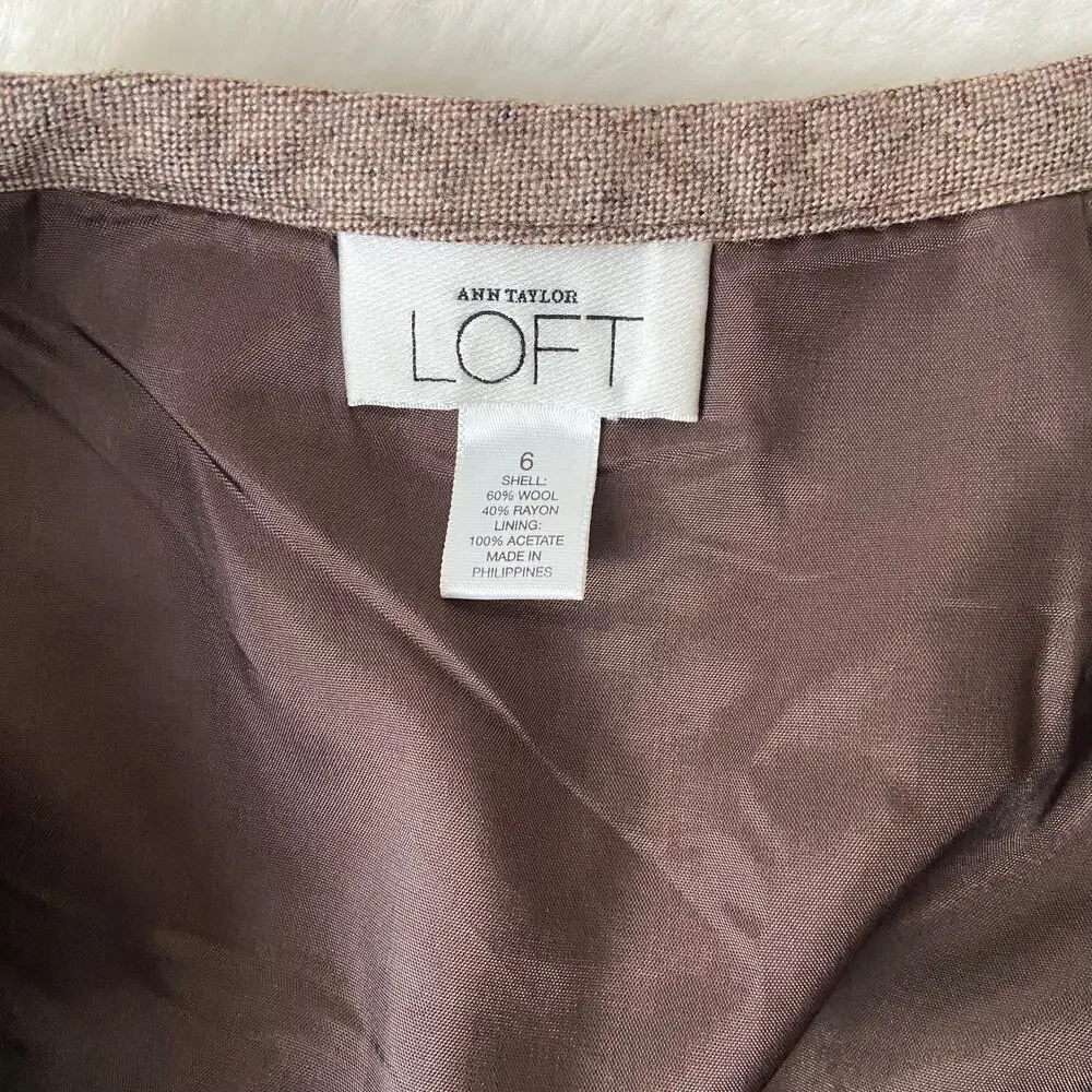 Loft Ruffled Wool Blend Midi Skirt Size 6